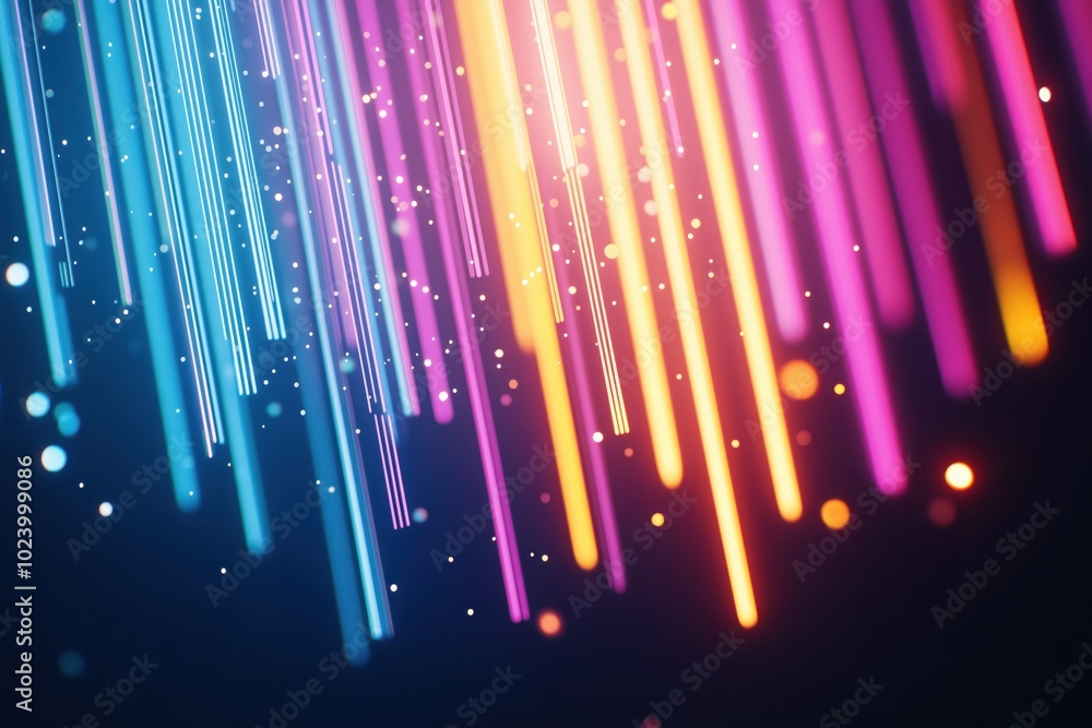 Aufkleber mesmerizing prismatic lights backdrop with swirling neon beams blurred bokeh effects and vibrant col