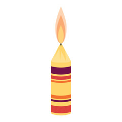 Colorful candle with stripes and soft flame, Vector