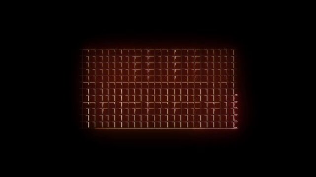 Neon light rectriangle frame animation on black background