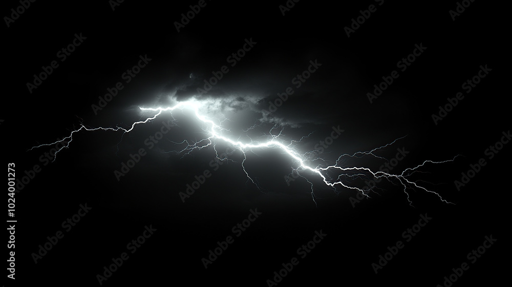 Wall mural white lightning on black