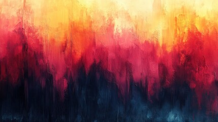 Abstract painting with vibrant colors of red, orange, yellow, and blue.