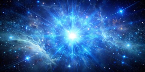 Obraz premium Celestial Explosion Radiant Energy Bursts Forth, Illuminating the Infinite Canvas of Cosmic Dust