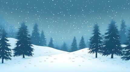 Winter landscape with snow and fir trees as vintage christmas wallpaper