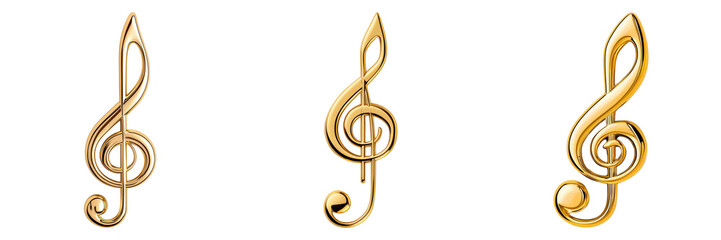 Gold Musical Notes on Transparent Background