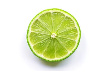 High angle sliced lime isolated on white background flat lay pattern