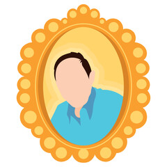 Portrait of a man in blue shirt in yellow frame, Vector