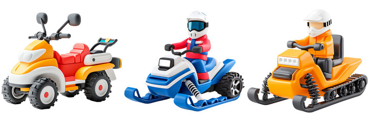 Fototapeta premium Colorful Toy Vehicles on Transparent Background