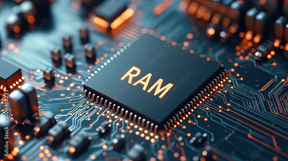 Poster detailed close-up of a microchip with 