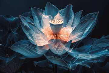 image of beautiful lotus gracefully poised on dark backdrop