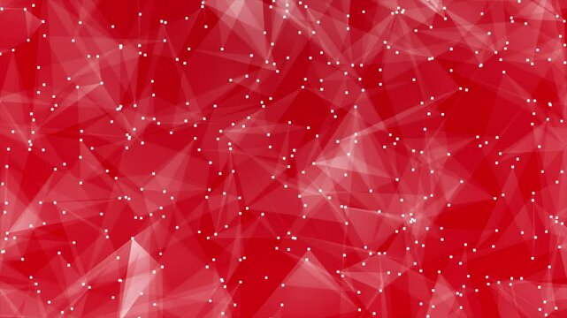 Abstract glowing red color white dot and wire frame looping animated background 4k.