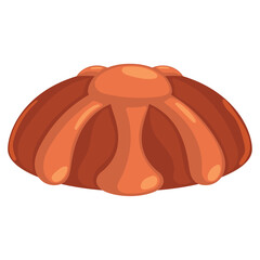 Traditional Mexican bread with orange glaze, Vector