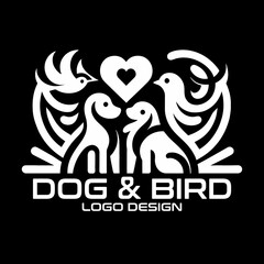 Dog And Bird Vector Logo Design