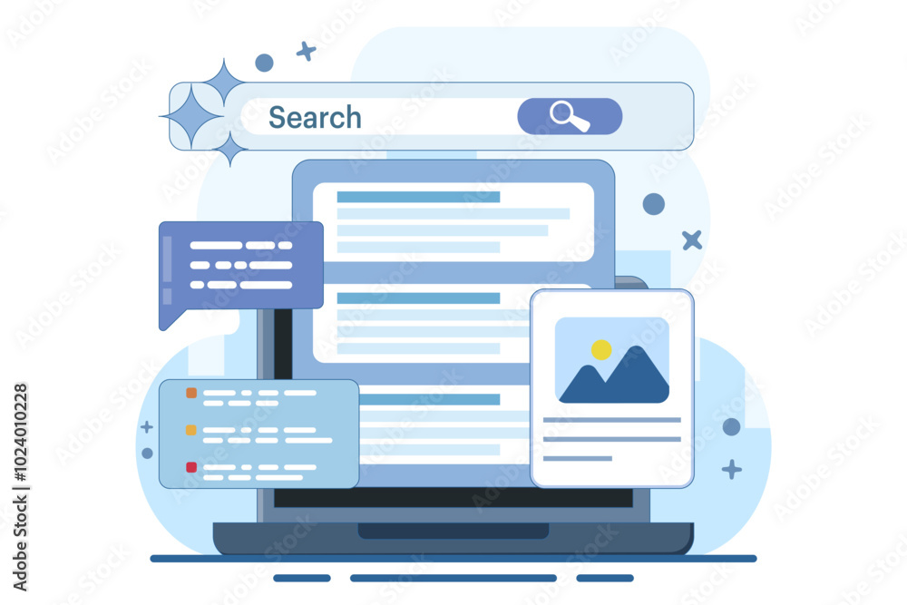 Poster search concept using ai, ai search technology is the background of sge search experience. transform 