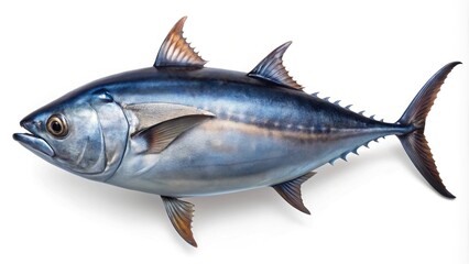 High angle view of Bluefin tuna fish isolated on white background