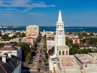 Broad Street and Saint Michael's Church, Charleston, South Carolina, United States.