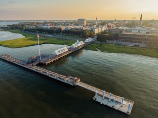 Naklejka premium Waterfront Marina Pier in Charleston, South Carolina, United States.