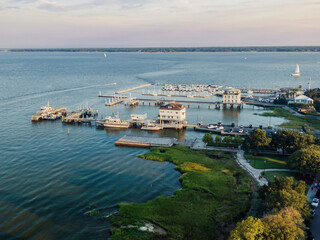 Waterfront Marina Pier in Charleston, South Carolina, United States.