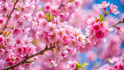 Fototapeta premium High angle view of cherry blossoms on a blossoming tree with selective focus