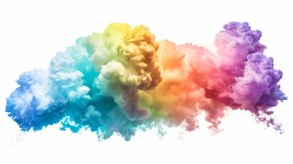 Fototapeta premium A stunning cloud burst of rainbow colors with vibrant and bright hues that explode across the sky in an abstract and energetic pattern, full movement. AI generative