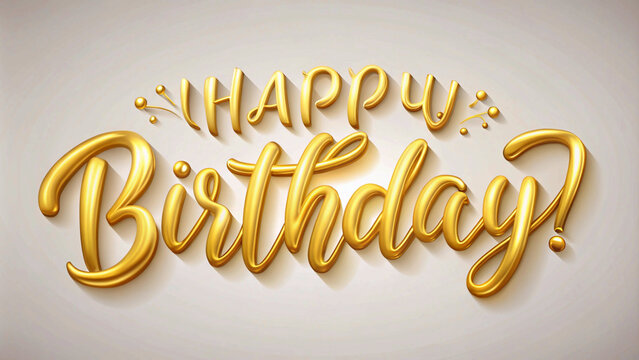 Celebratory golden script wishing a ‘Happy Birthday’ on an elegant cream background luxurious birthday greeting in shiny gold lettering, offering warm wishes on a special day