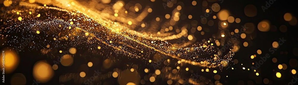 Aufkleber a mesmerizing swirl of golden particles on a dark background, creating a magical and captivating atm