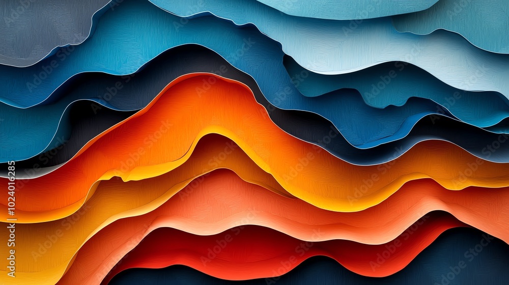 Poster layered paper cut abstract shapes with sharp angles and bold colors, creating dynamic movement, pape