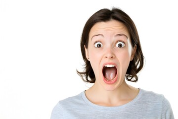 Dramatic Facial Expression of Whimsical Emotion on Isolated White Background