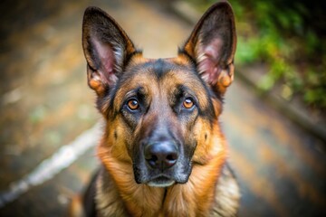 High angle view of intelligent German Shepherd with noble presence