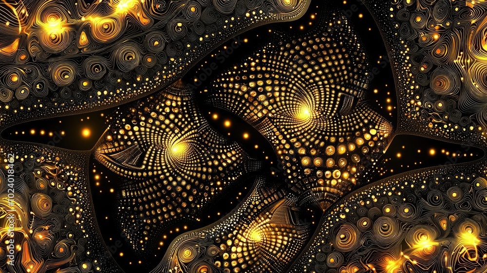 Aufkleber intricate abstract design featuring golden swirls and patterns, evoking a sense of depth and mystica