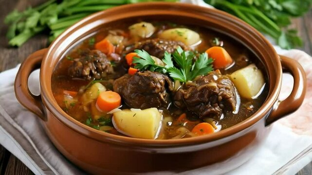 Oxtail Soup with Potatoes and Carrots