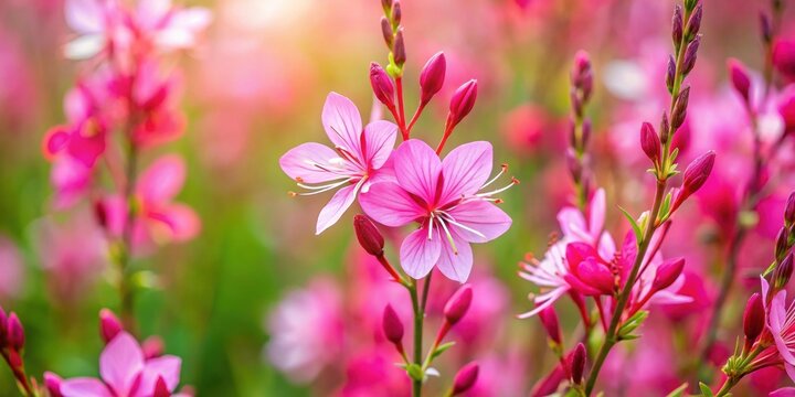 Vibrant pink gaura flowers in full bloom , pink, gaura, flowers, Oenothera lindheimeri, Lindheimer's beeblossom, Indian feather