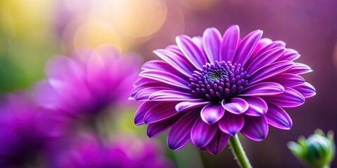 Fototapeta premium Close up of purple flower with blurred background, purple, flower, petals, vibrant, nature, beauty, close up, details, abstract