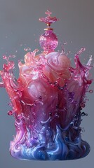 Abstract Liquid Splash with Pink, Blue, and Purple Colors