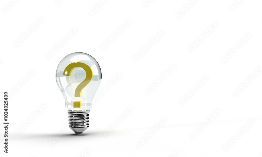 Aufkleber lightbulb lamp question mark symbol sign object icon white background copy space solution inspiratio