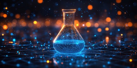 Abstract Beaker with Glowing Lights