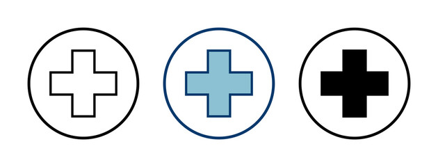 Fototapeta premium Plus Icon vector isolated on white background. Add plus icon. Addition sign. Medical Plus icon