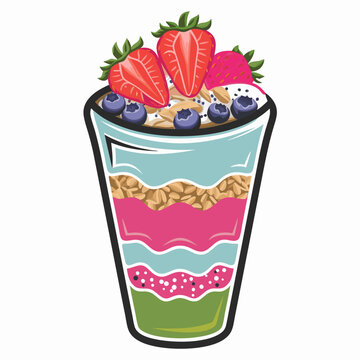 layered smoothie with strawberries and blueberries clip art preview