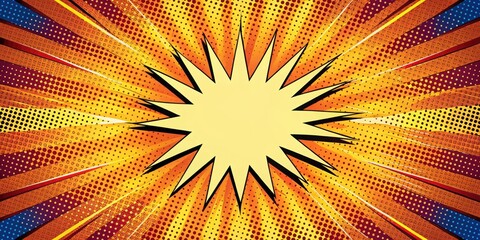 Fototapeta premium Dynamic comic book action layout background with halftone dots and power effects, comic book, action, layout, background