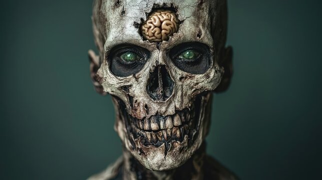 A detailed, artistic representation of a skull with unique features, capturing the essence of human anatomy and creativity.