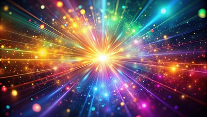 Abstract background with colorful glowing particles and light rays, perfect for design projects, , abstract