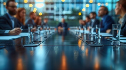 Business Meeting with Blurred Focus in Modern Office