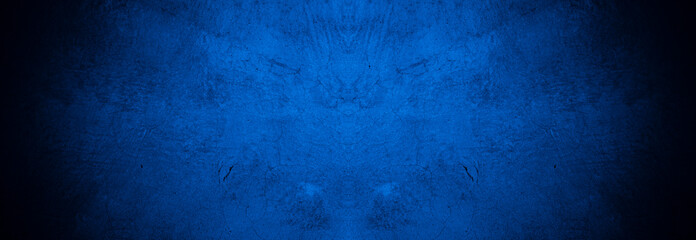Obraz premium Old wall pattern texture cement blue dark abstract blue color design are light with black gradient background.