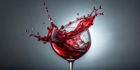 Fototapeta premium High speed red wine splash in crystal glass