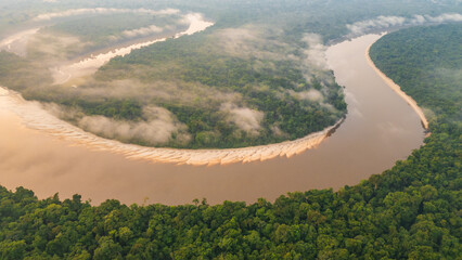 AERIAL PHOTOS OF THE NANAY RIVER IN THE PERUVIAN AMAZON, IGAPOS OR BLACK WATER RIVERS OF THE...