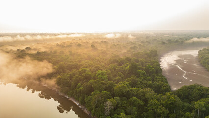 AERIAL PHOTOS OF THE NANAY RIVER IN THE PERUVIAN AMAZON, IGAPOS OR BLACK WATER RIVERS OF THE...