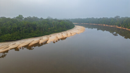 AERIAL PHOTOS OF THE NANAY RIVER IN THE PERUVIAN AMAZON, IGAPOS OR BLACK WATER RIVERS OF THE...