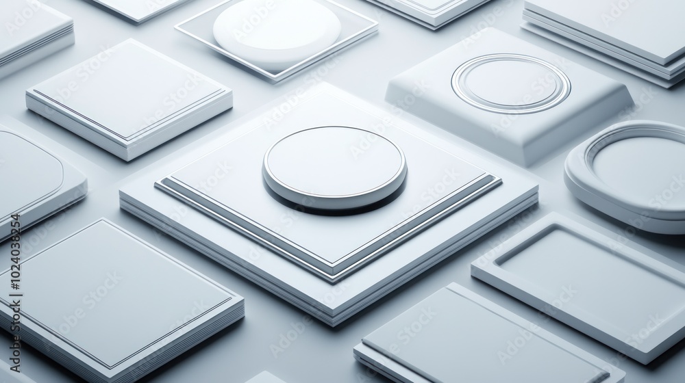 Aufkleber a collection of various geometric shapes and forms in a minimalist style.