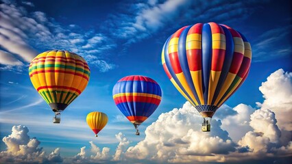 Obraz premium Hot air balloons flying in blue sky