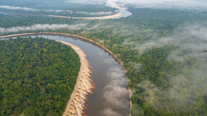 AERIAL PHOTOS OF THE NANAY RIVER IN THE PERUVIAN AMAZON, IGAPOS OR BLACK WATER RIVERS OF THE...