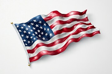 Fototapeta premium Watercolor painting of a flag waving in the wind, with soft, blended colors representing the flow and movement of national pride